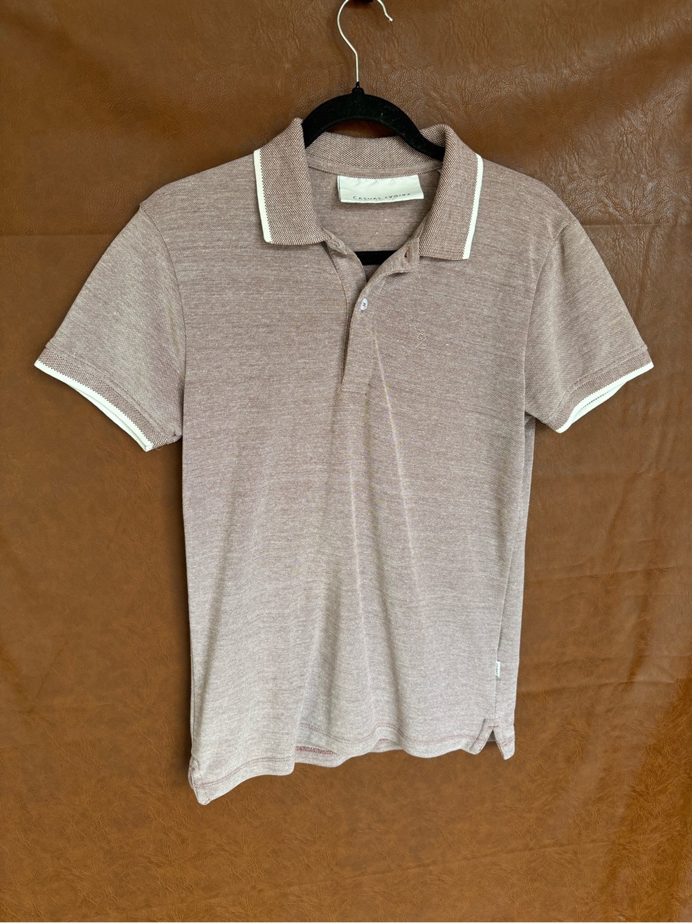 Casual Friday Tristan Two Tone Polo Shirt Men’s S Heathered Maroon Plum Cotton